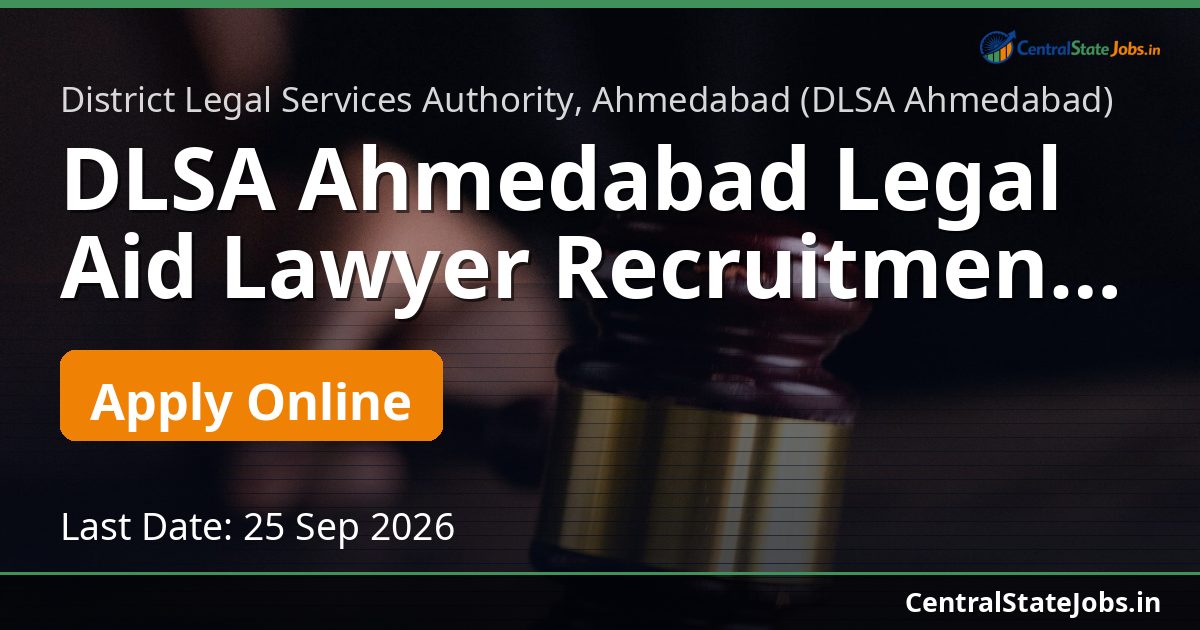 DLSA Ahmedabad Legal Aid Lawyer Recruitment 2026
