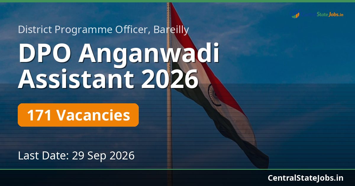 DPO Anganwadi Assistant 2026 — 171 Vacancies