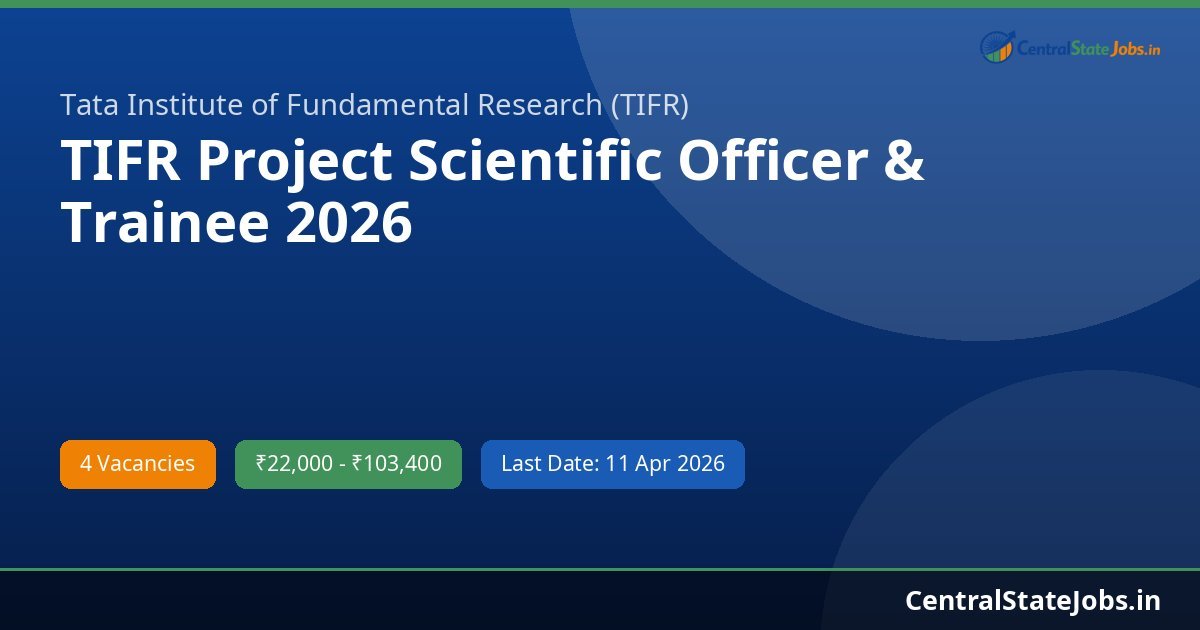 TIFR Project Scientific Officer & Trainee 2026