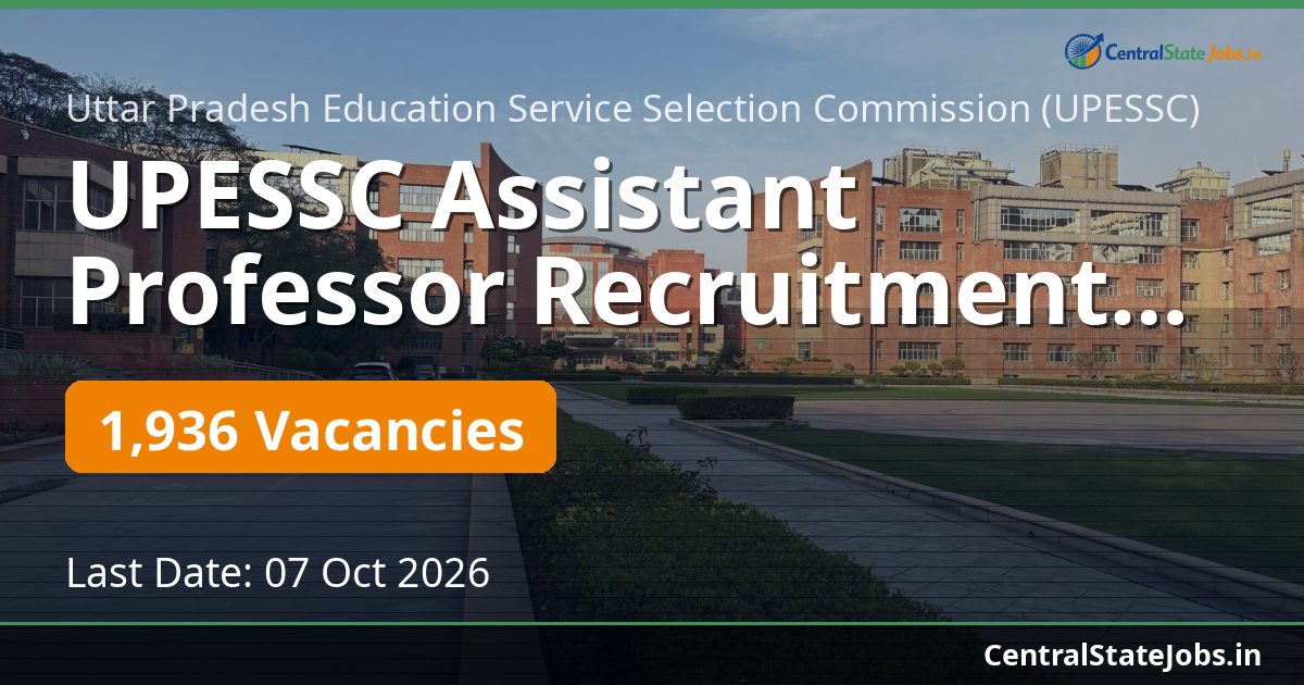 UPESSC Assistant Professor Recruitment 2026 — 1936 Vacancies