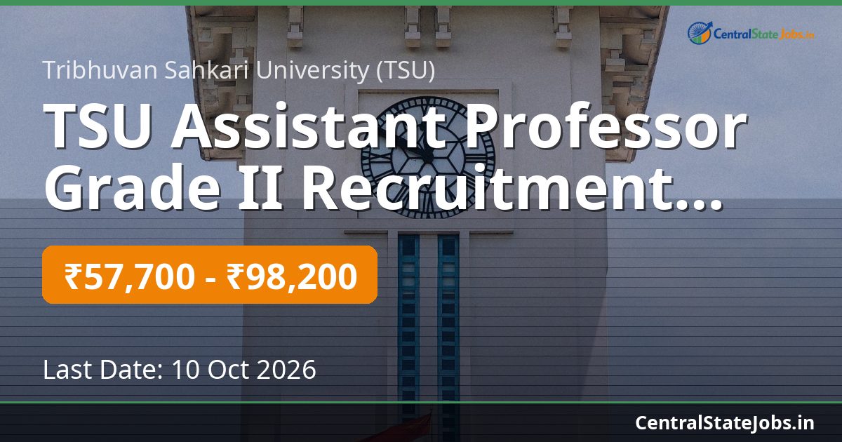 TSU Assistant Professor Grade II Recruitment 2026