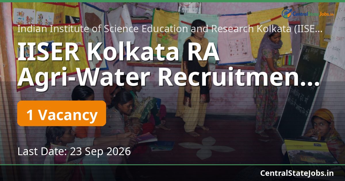 IISER Kolkata RA Agri-Water Recruitment 2026