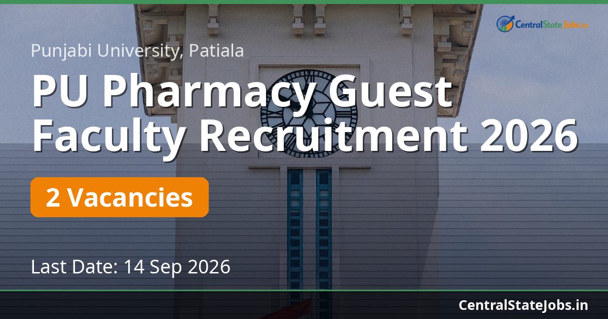 PU Pharmacy Guest Faculty Recruitment 2026