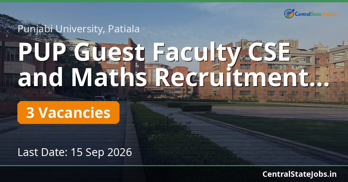 PUP Guest Faculty CSE and Maths Recruitment 2026