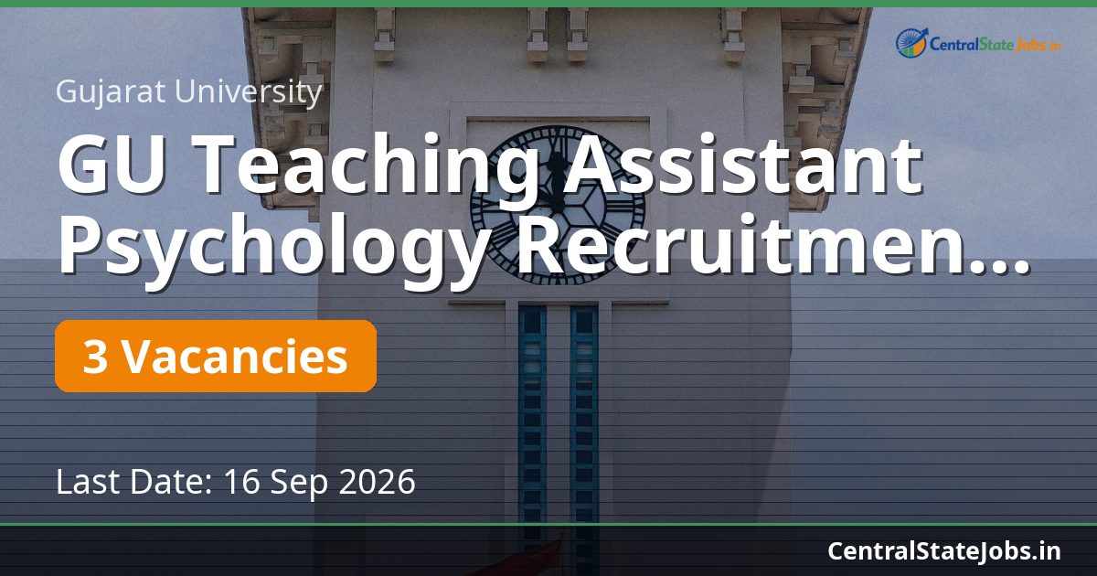 GU Teaching Assistant Psychology Recruitment 2026