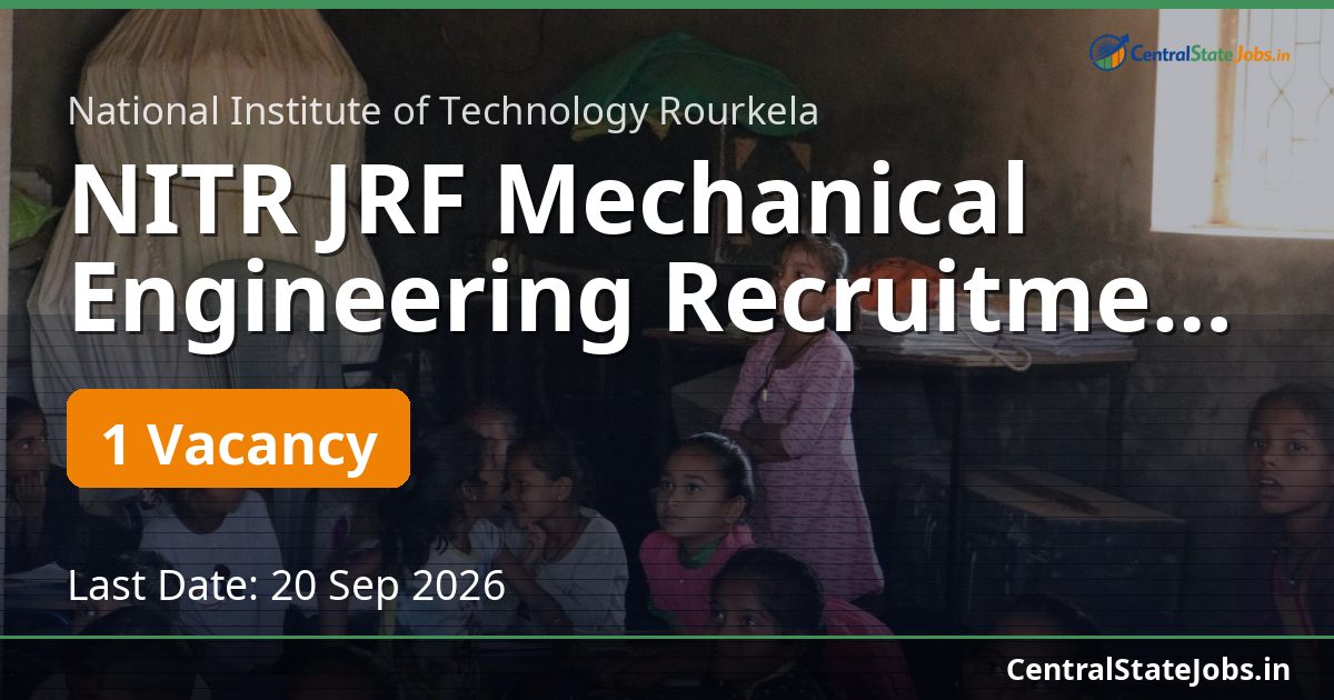 NITR JRF Mechanical Engineering Recruitment 2026