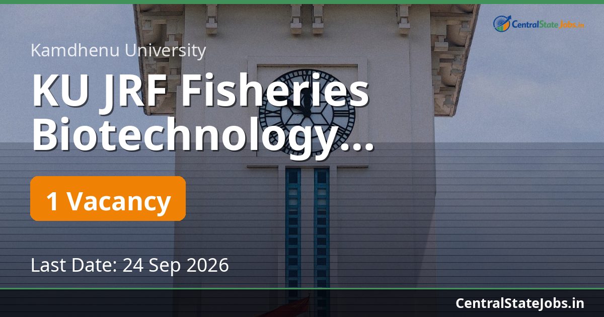 KU JRF Fisheries Biotechnology Recruitment 2026