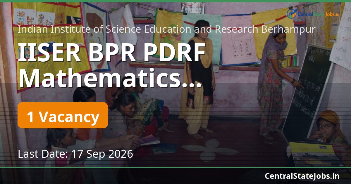 IISER BPR PDRF Mathematics Recruitment 2026