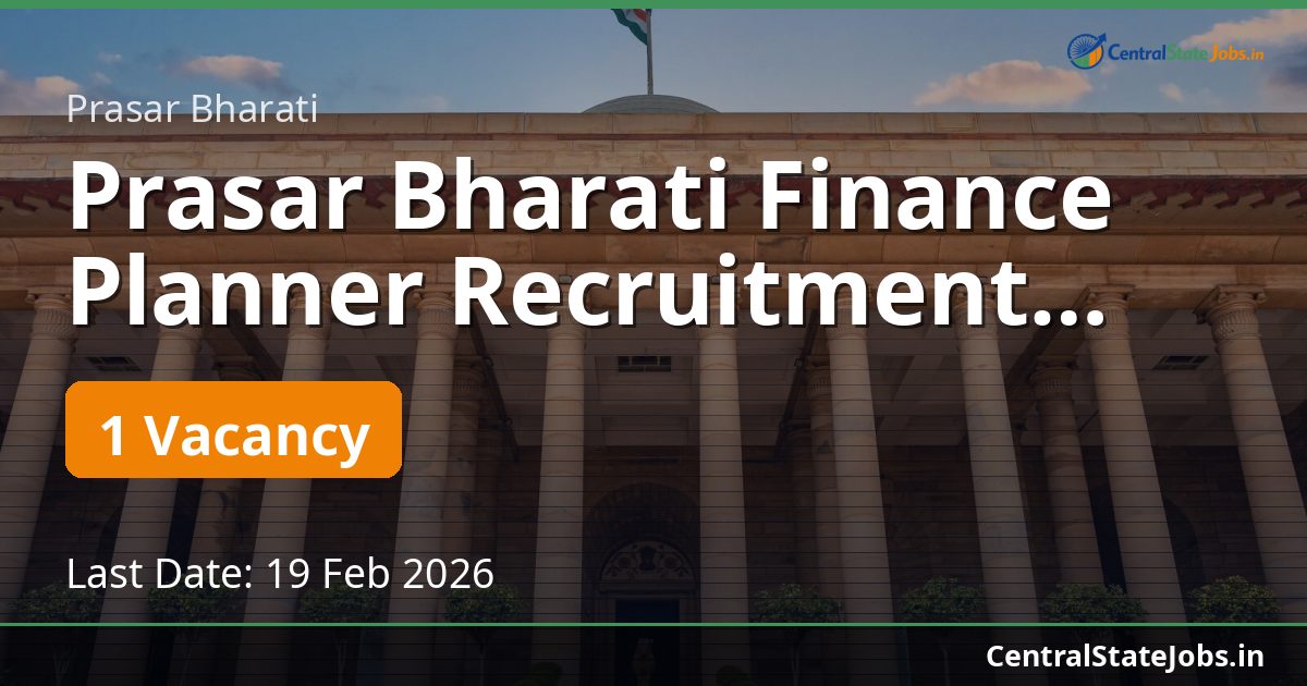Prasar Bharati Finance Planner Recruitment 2026