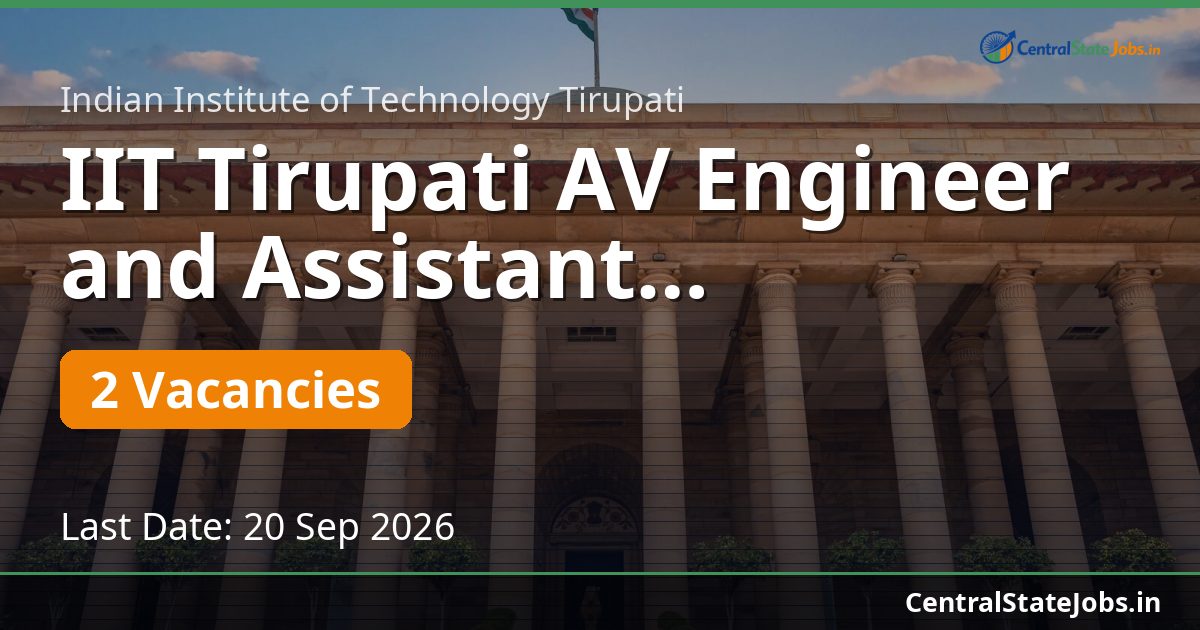 IIT Tirupati AV Engineer and Assistant Recruitment 2026