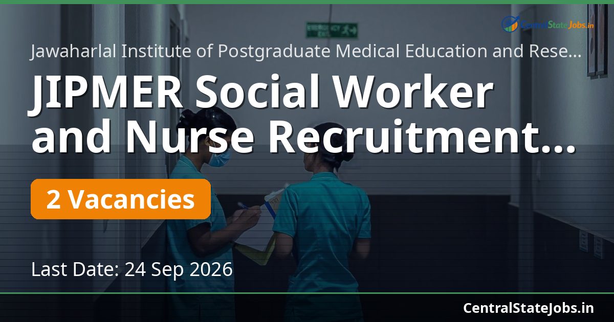 JIPMER Social Worker and Nurse Recruitment 2026