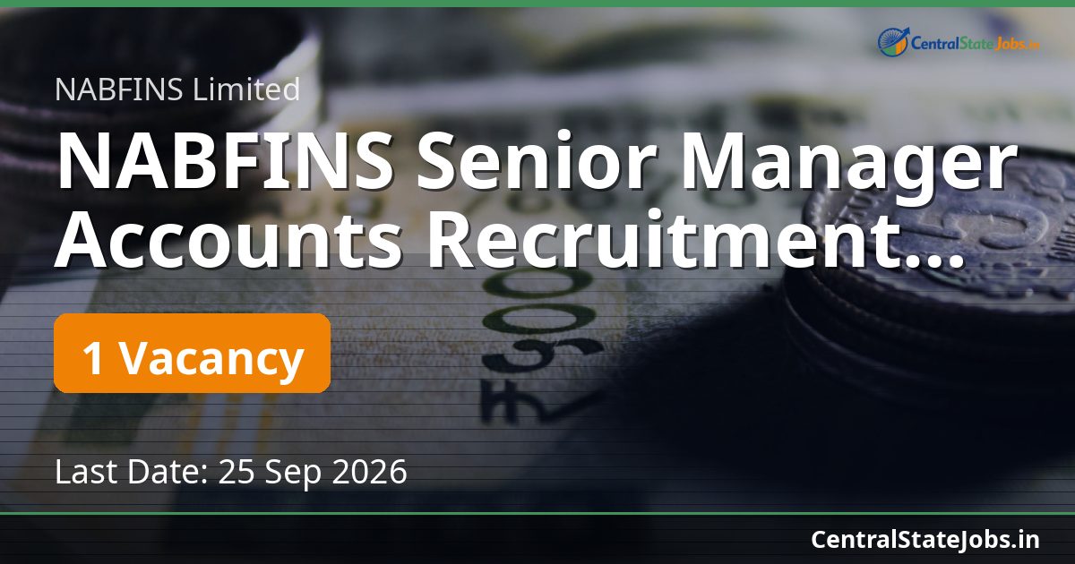 NABFINS Senior Manager Accounts Recruitment 2026