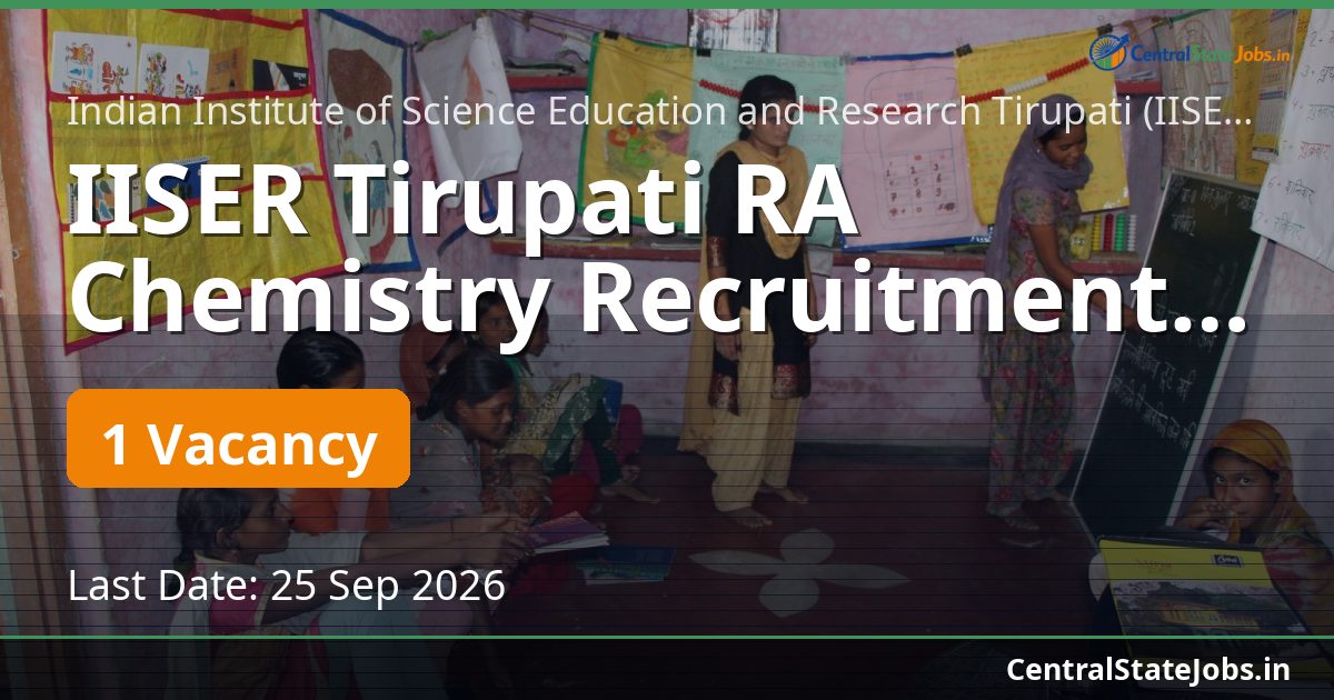 IISER Tirupati RA Chemistry Recruitment 2026