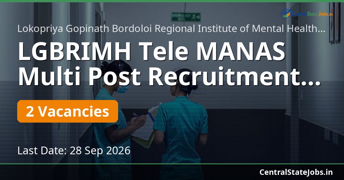 LGBRIMH Tele MANAS Multi Post Recruitment 2026