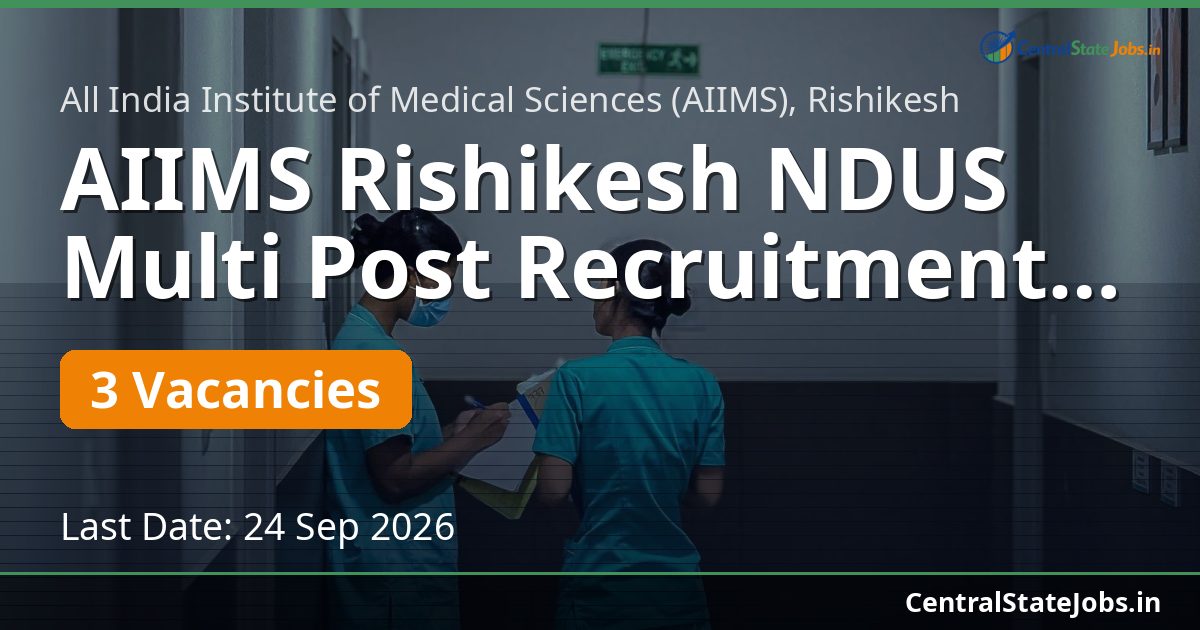 AIIMS Rishikesh NDUS Multi Post Recruitment 2026