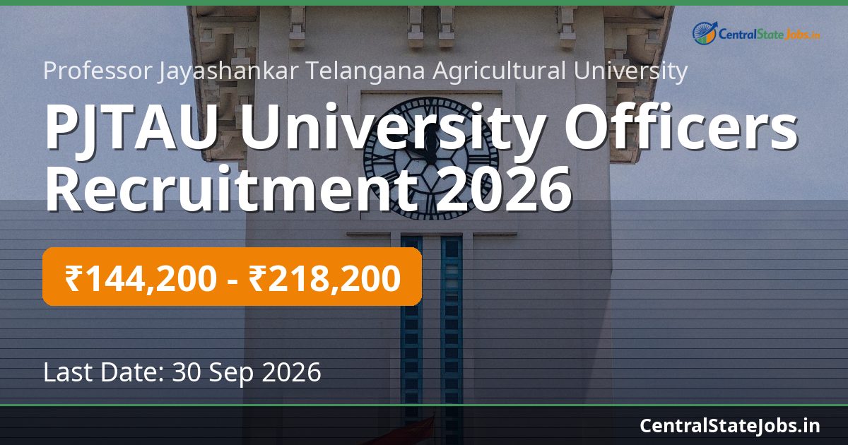 PJTAU University Officers Recruitment 2026
