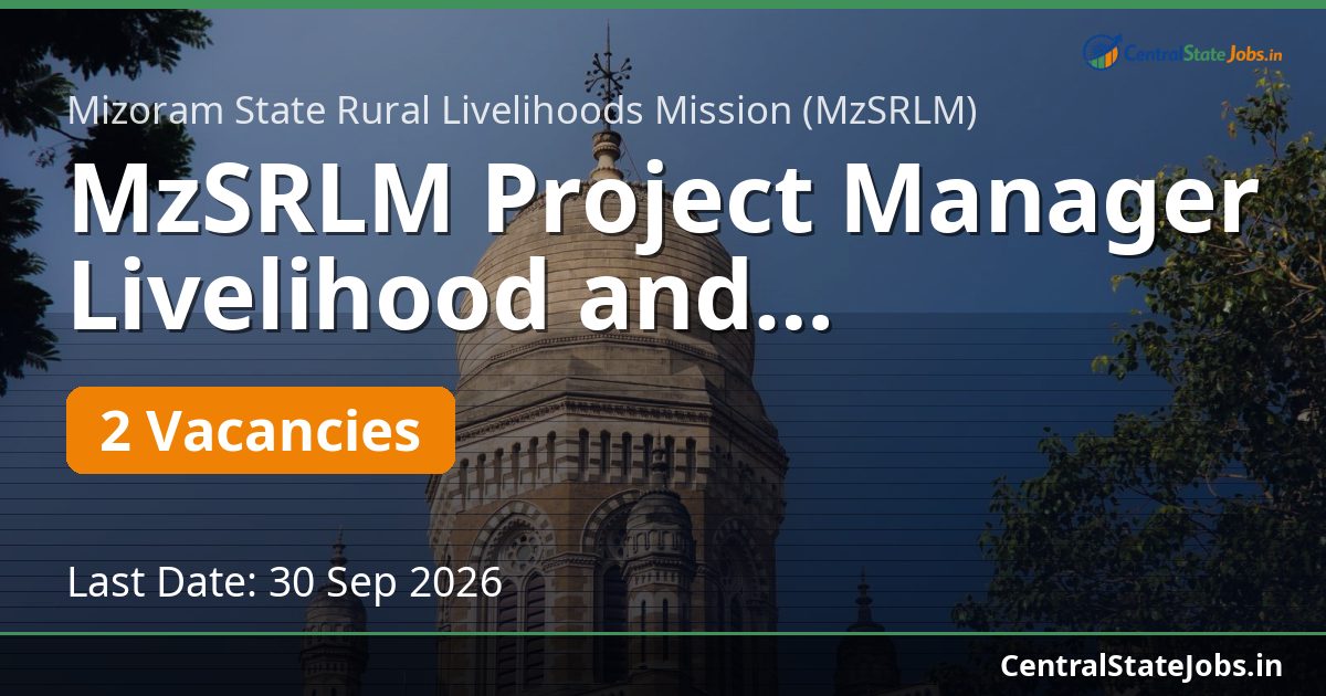 MzSRLM Project Manager Livelihood and Marketing 2026