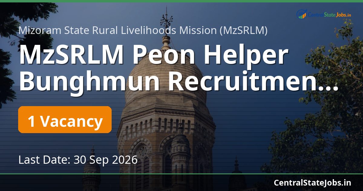 MzSRLM Peon Helper Bunghmun Recruitment 2026