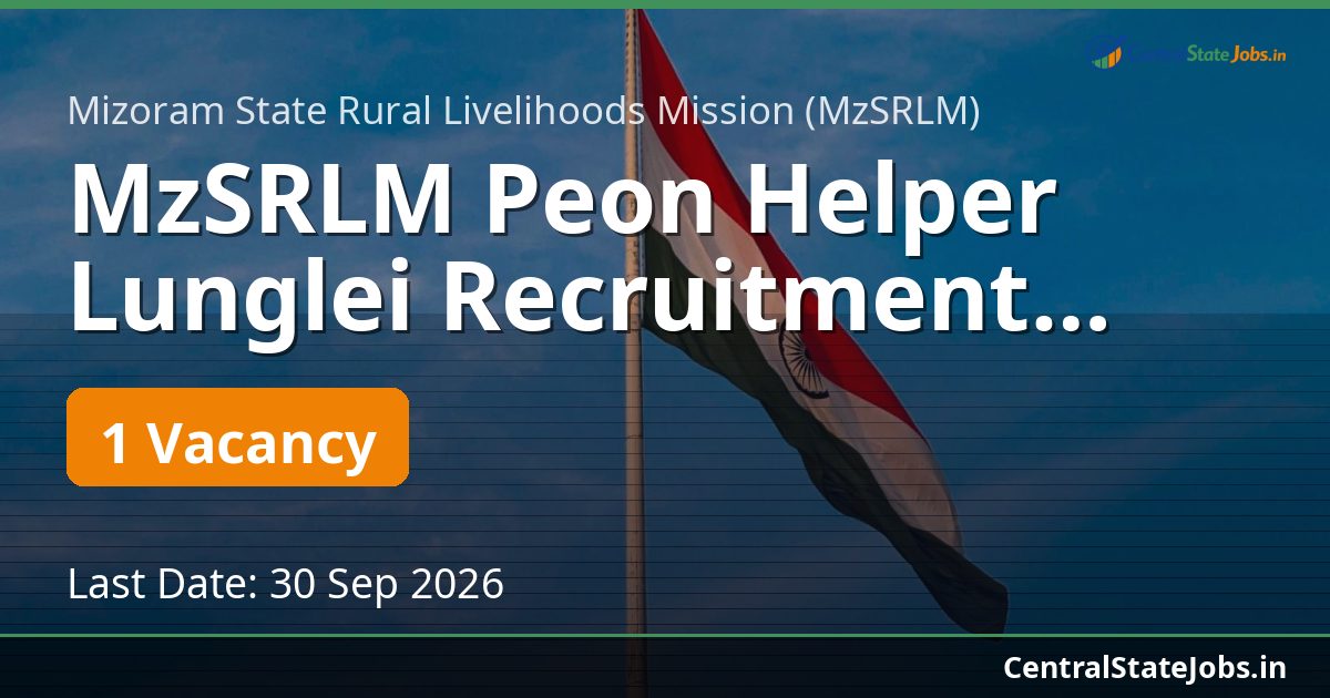 MzSRLM Peon Helper Lunglei Recruitment 2026