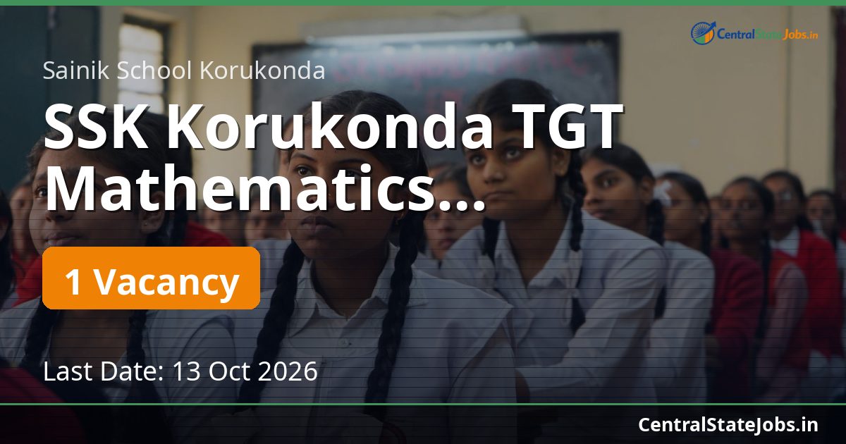 SSK Korukonda TGT Mathematics Recruitment 2026