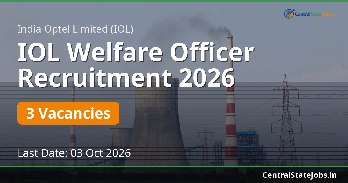 IOL Welfare Officer Recruitment 2026