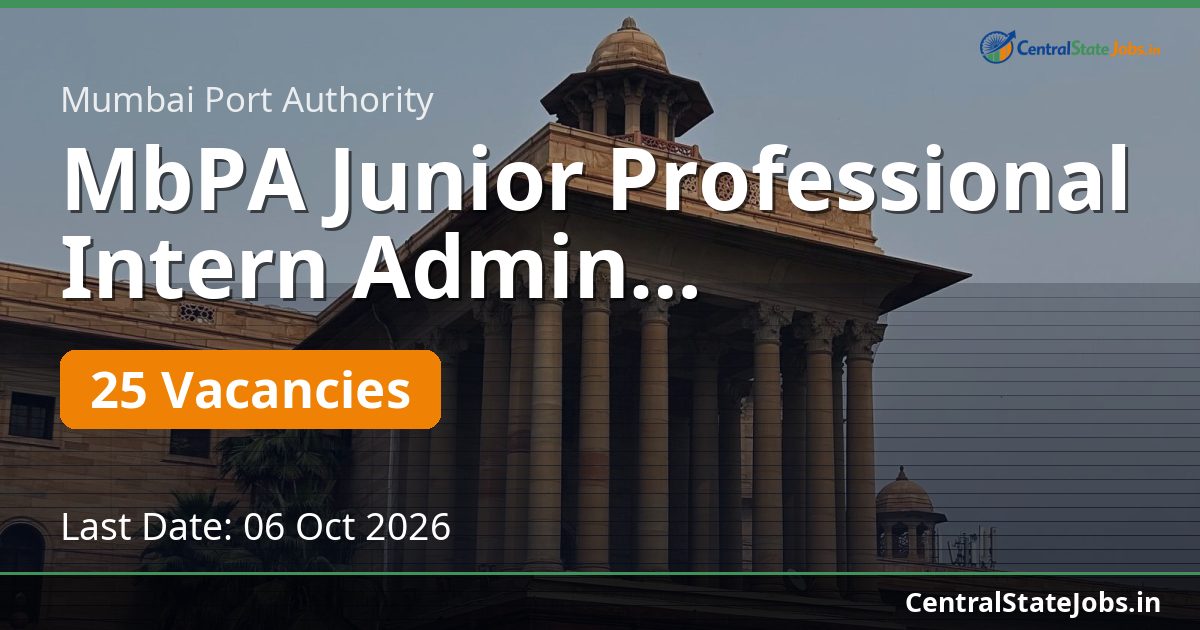 MbPA Junior Professional Intern Admin Recruitment 2026