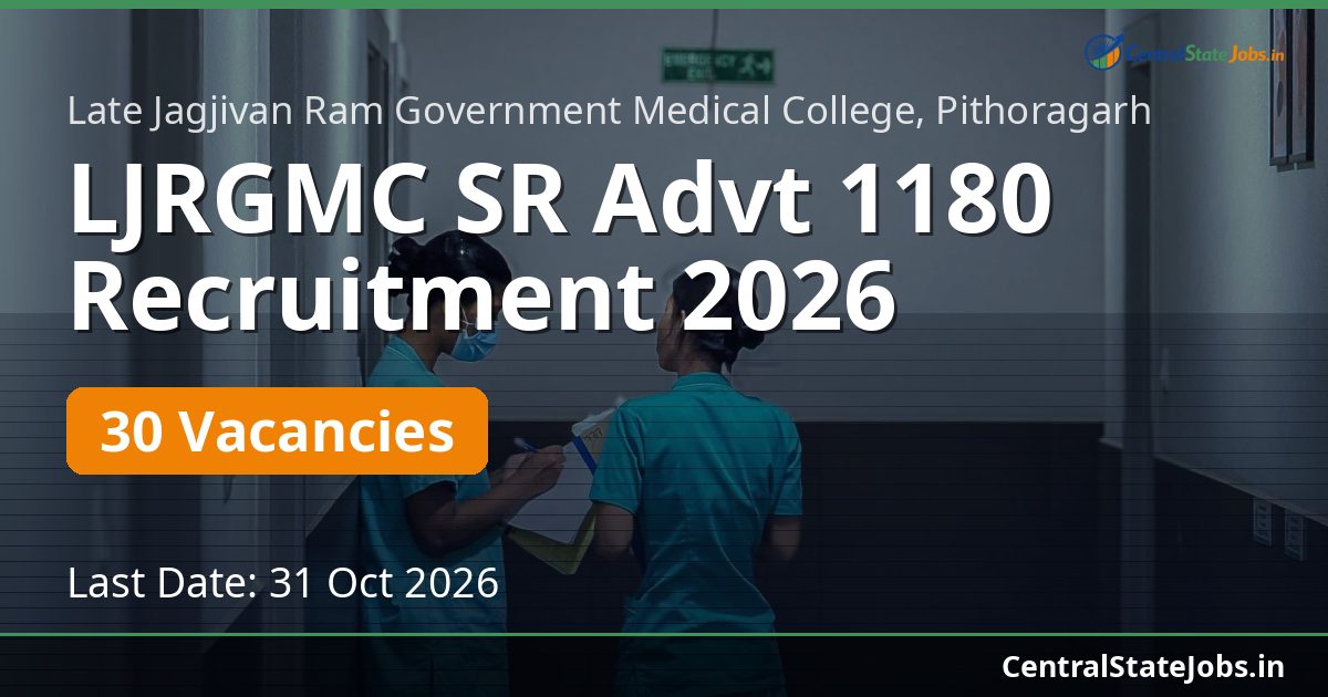LJRGMC SR Advt 1180 Recruitment 2026 — 30 Vacancies
