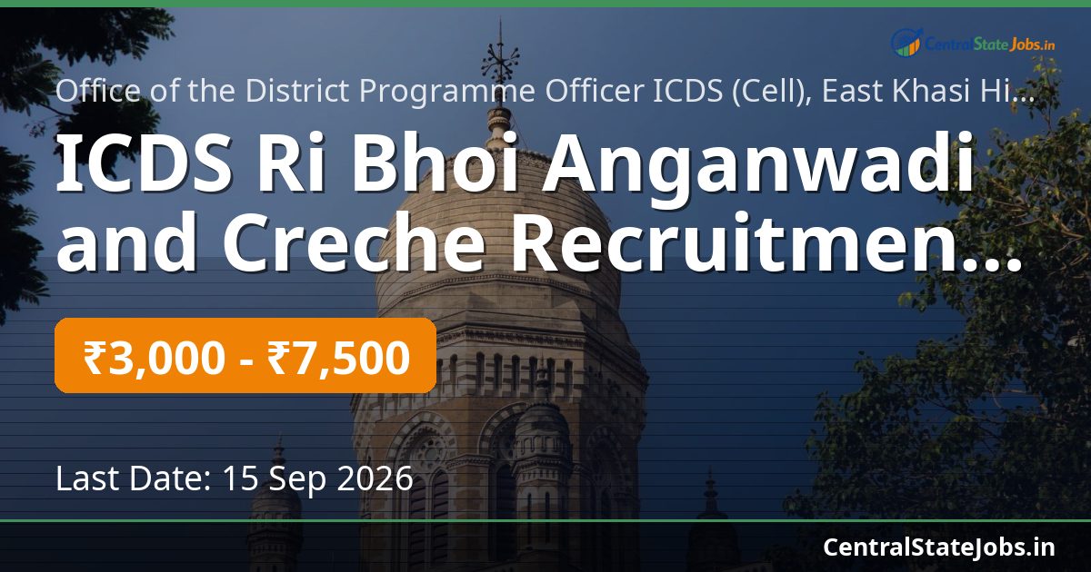 ICDS Ri Bhoi Anganwadi and Creche Recruitment 2026