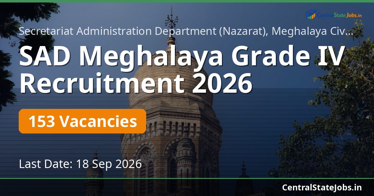 SAD Meghalaya Grade IV Recruitment 2026 — 153 Vacancies