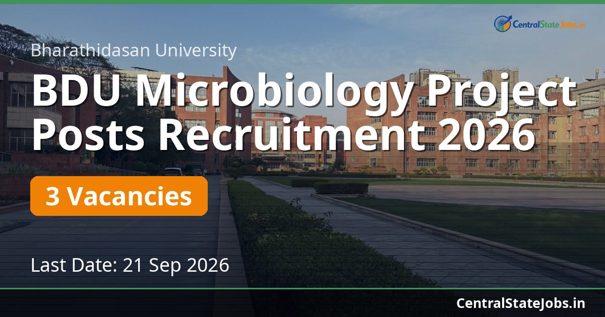 BDU Microbiology Project Posts Recruitment 2026