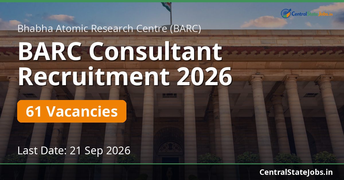 BARC Consultant Recruitment 2026 — 61 Vacancies