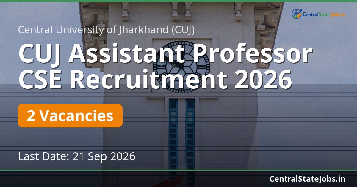 CUJ Assistant Professor CSE Recruitment 2026