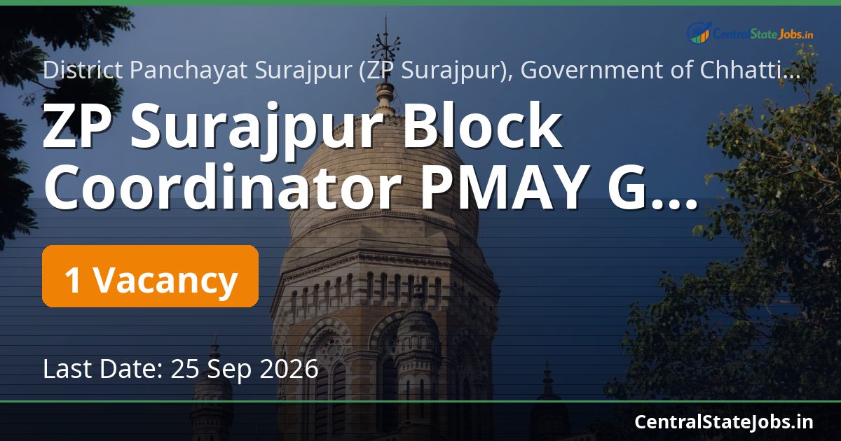 ZP Surajpur Block Coordinator PMAY G Recruitment 2026
