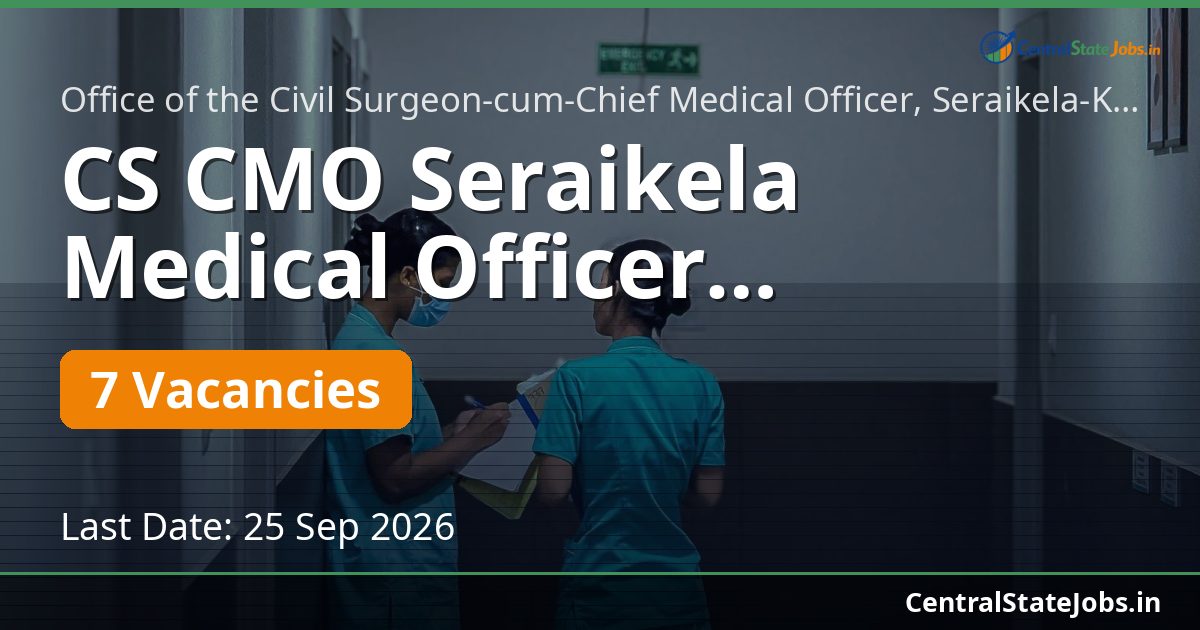 CS CMO Seraikela Medical Officer Recruitment 2026