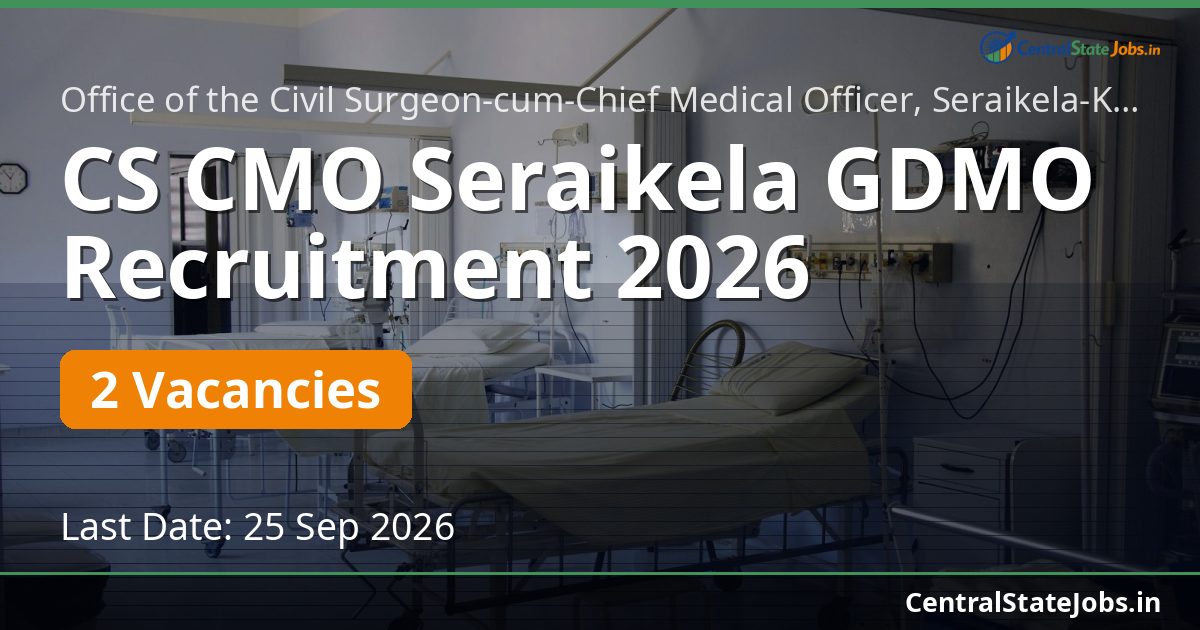 CS CMO Seraikela GDMO Recruitment 2026