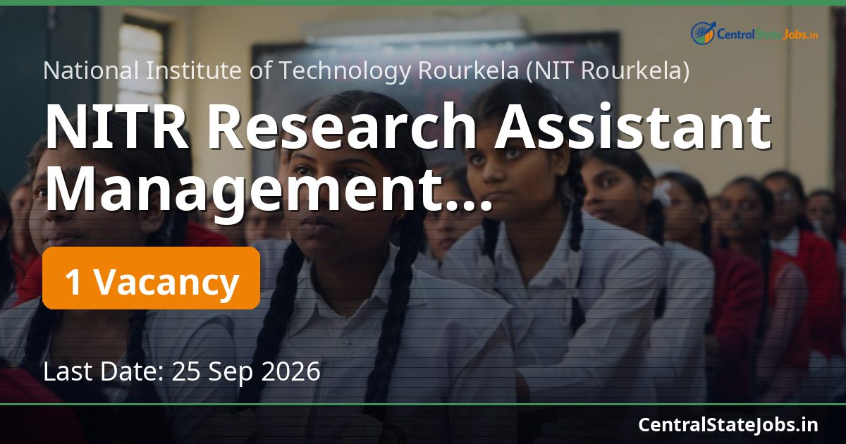 NITR Research Assistant Management Recruitment 2026