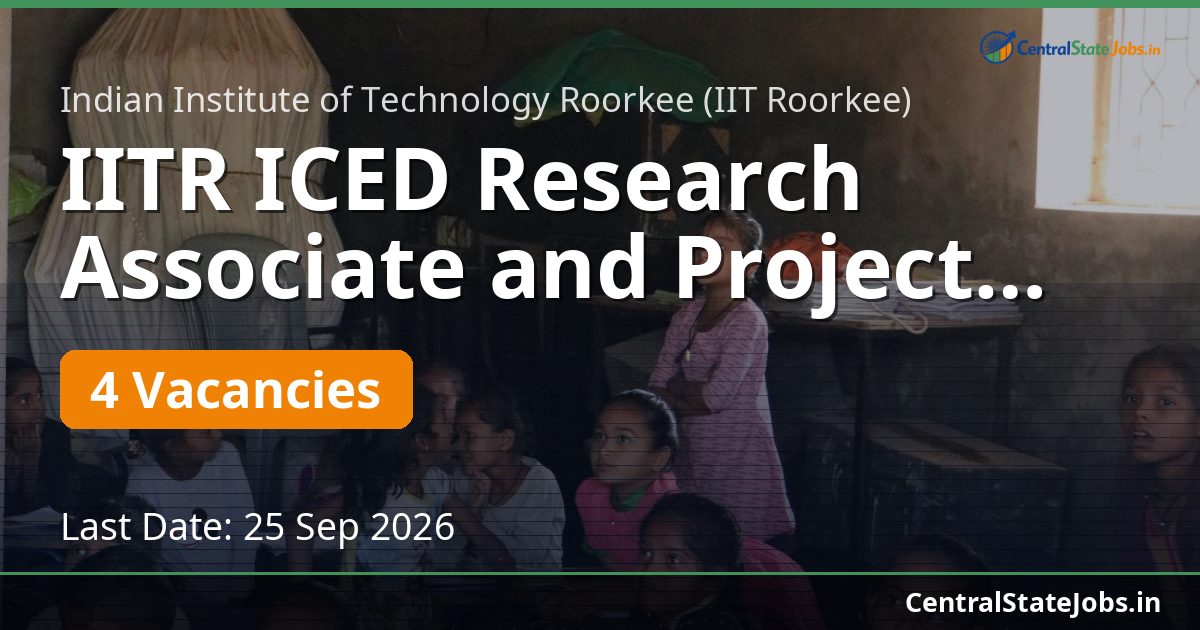 IITR ICED Research Associate and Project Fellow 2026