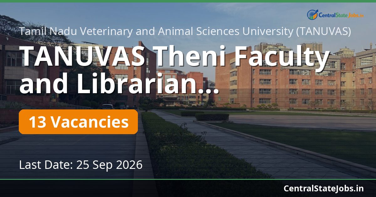 TANUVAS Theni Faculty and Librarian Recruitment 2026