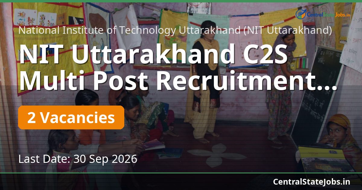 NIT Uttarakhand C2S Multi Post Recruitment 2026