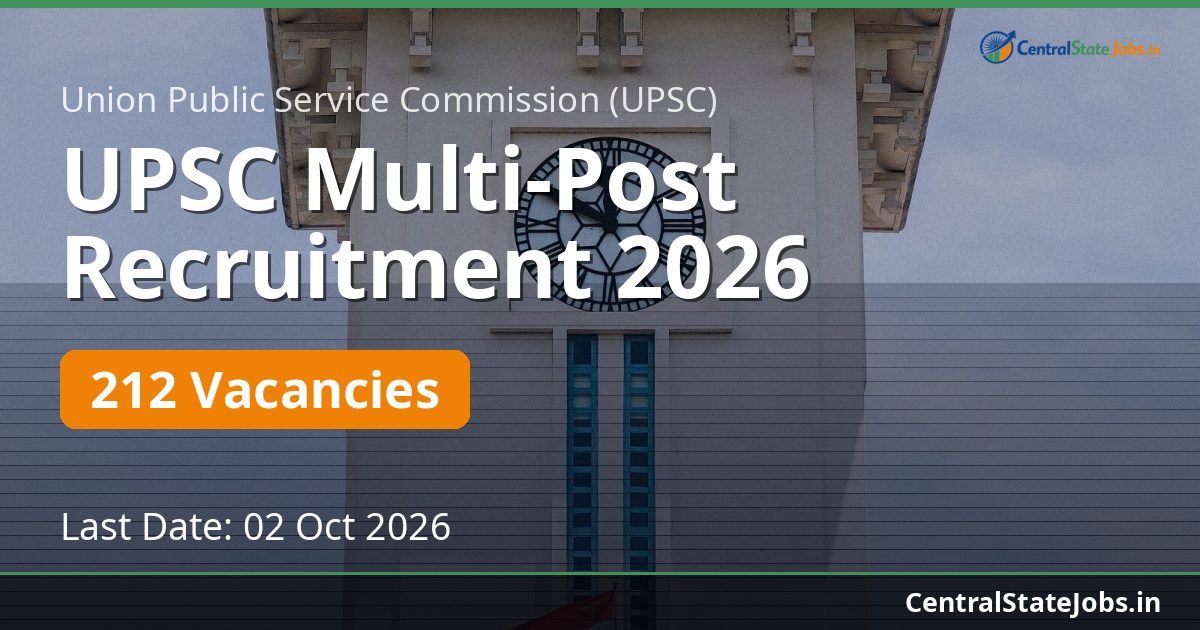 UPSC Multi-Post Recruitment 2026 — 212 Vacancies