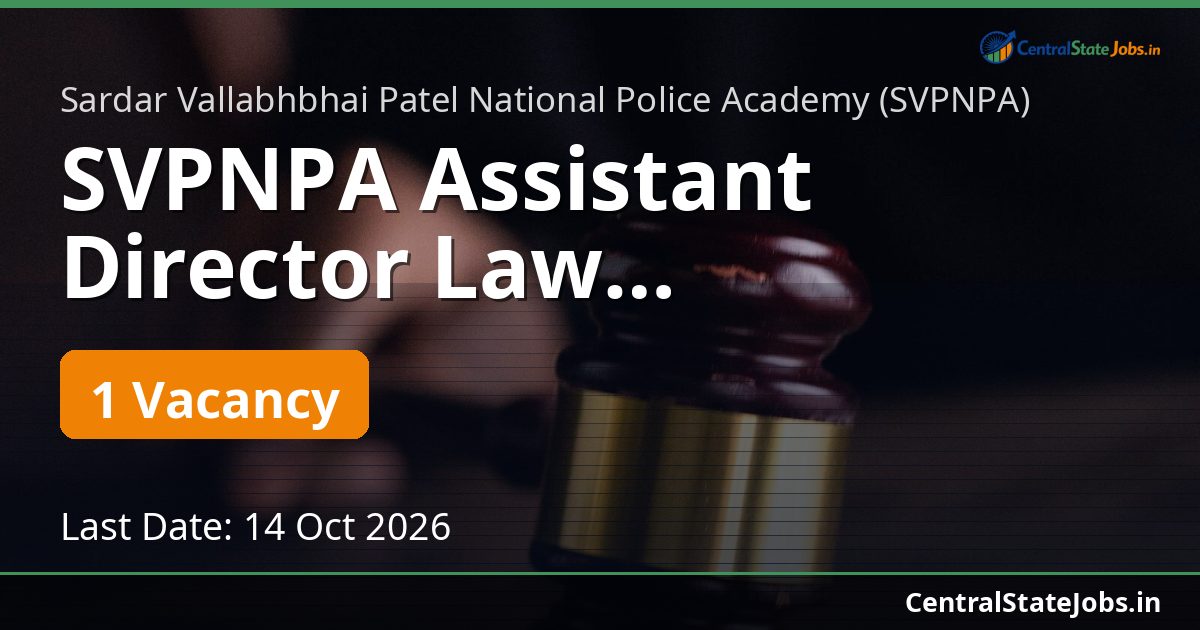 SVPNPA Assistant Director Law Recruitment 2026