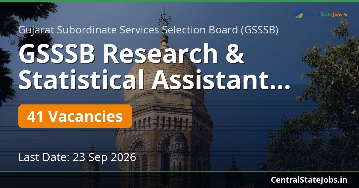 GSSSB Research & Statistical Assistant Recruitment 2026