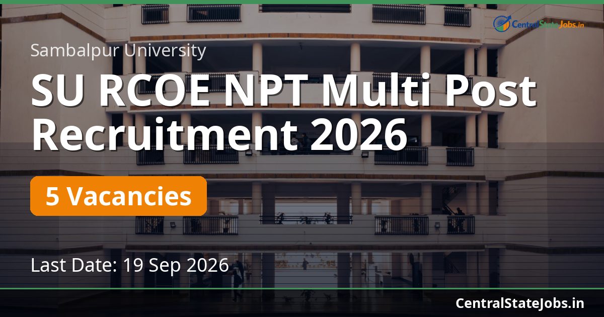 SU RCOE NPT Multi Post Recruitment 2026