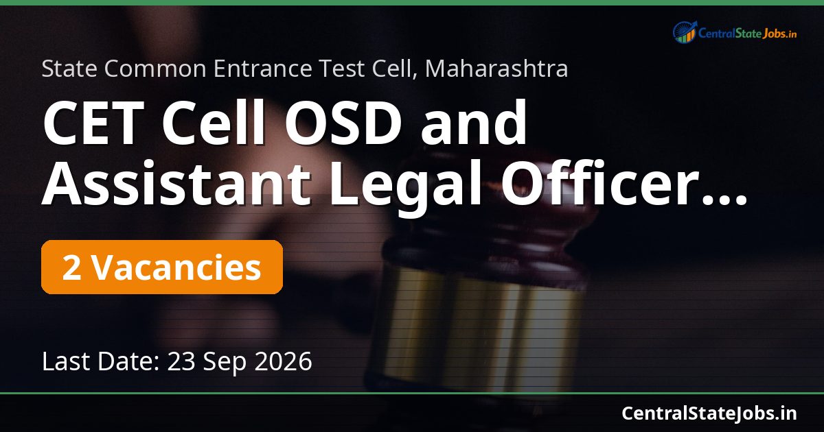 CET Cell OSD and Assistant Legal Officer Recruitment 2026