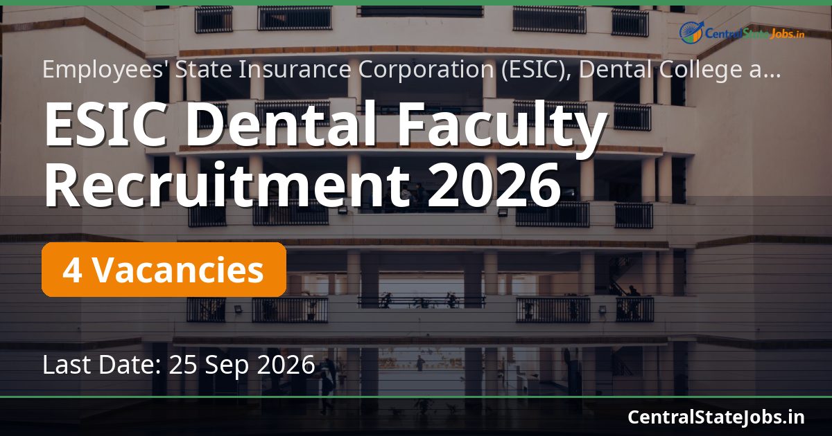 ESIC Dental Faculty Recruitment 2026