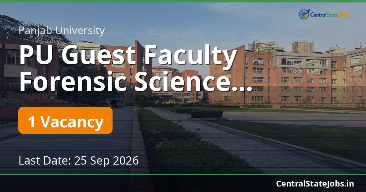 PU Guest Faculty Forensic Science Recruitment 2026