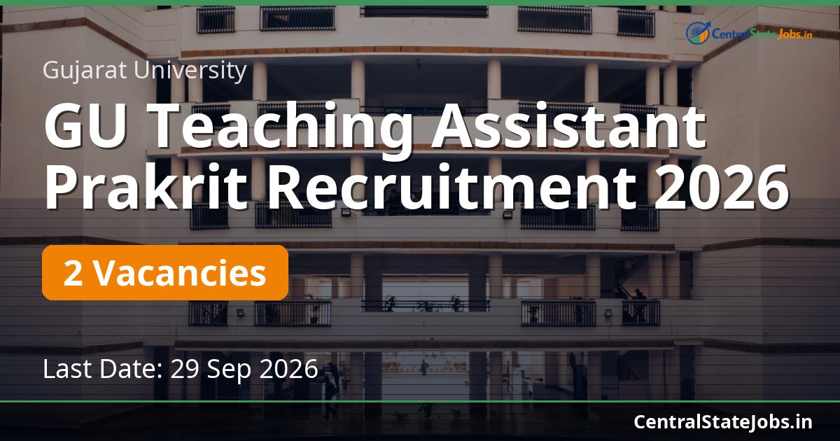 GU Teaching Assistant Prakrit Recruitment 2026