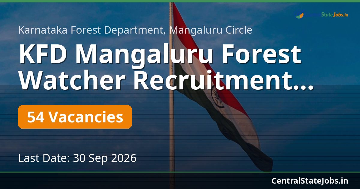 KFD Mangaluru Forest Watcher Recruitment 2026 — 54 Vacancies