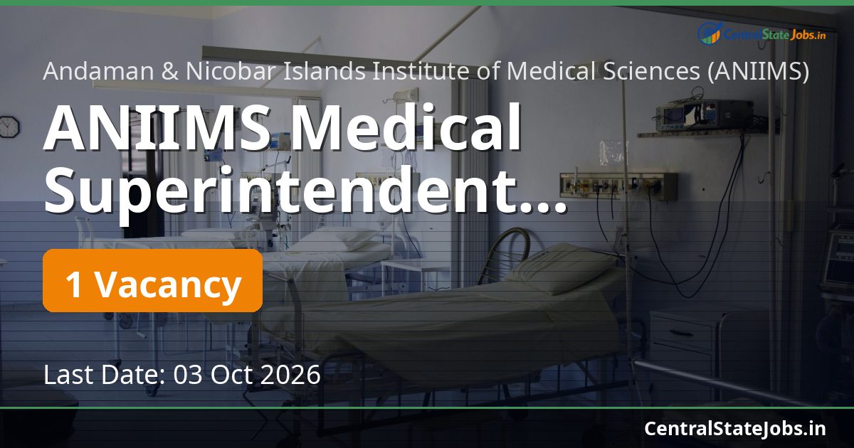 ANIIMS Medical Superintendent Recruitment 2026