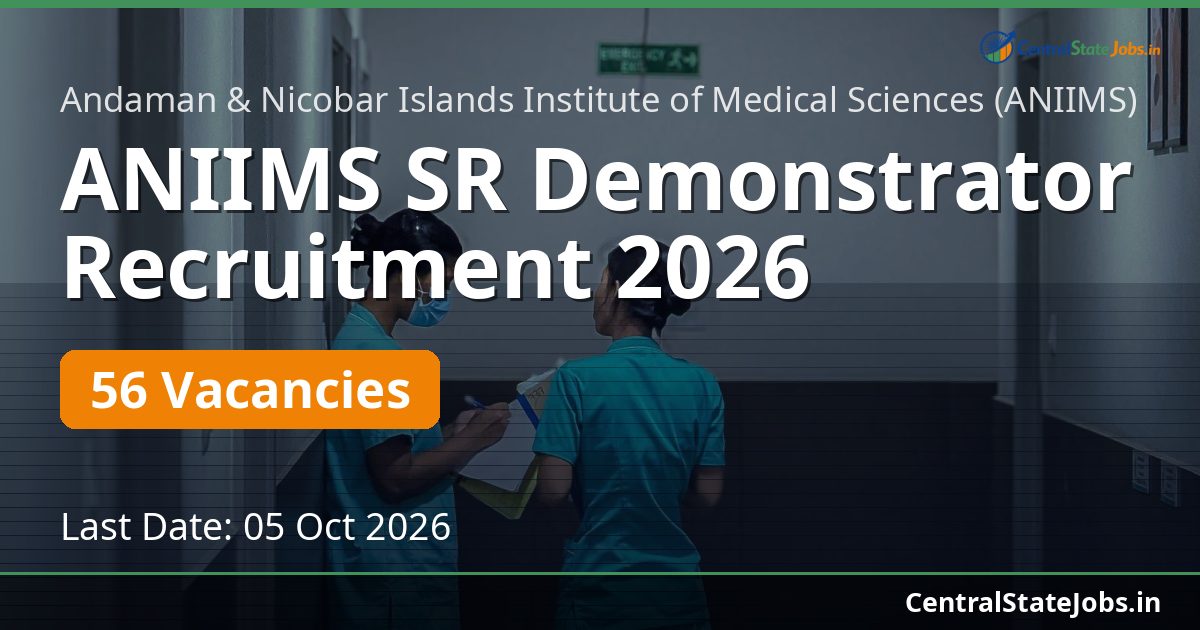 ANIIMS SR Demonstrator Recruitment 2026 — 56 Vacancies